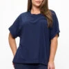 Plus Size Women’s Effortless Chic Relaxed Drape Top -Selected Women's Clothing Store TP2684 817SR030P NVY 4 I