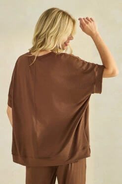 Plus Size Women’s Effortless Chic Relaxed Drape Top -Selected Women's Clothing Store TP2684 COF 827SR022 COF 13 I 1