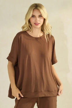 Plus Size Women’s Effortless Chic Relaxed Drape Top -Selected Women's Clothing Store TP2684 COF 827SR022 COF I 1