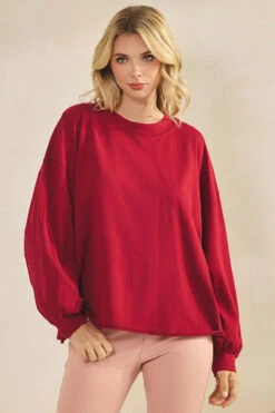 Weekend Flow Relaxed Fit Cotton Top -Selected Women's Clothing Store TP2743 BUR 827JN251 PCH 3 I