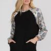Lightweight Vintage Leopard Soft Pocket Crewneck -Selected Women's Clothing Store TPPT008 BLK1