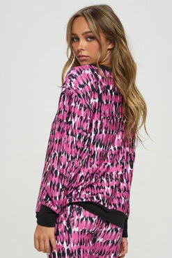 Get Into It Printed Crewneck Long Sleeve Top -Selected Women's Clothing Store TPPT0115