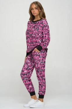 Get Into It Printed Loungewear Set -Selected Women's Clothing Store TPPT011 827JG0113