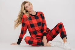 Cozy Plaid Printed Christmas Loungewear Set -Selected Women's Clothing Store TPPT013 210522