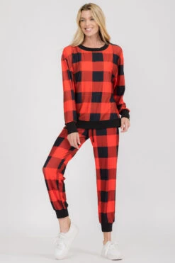 Cozy Plaid Printed Christmas Loungewear Set -Selected Women's Clothing Store TPPT013 2105221