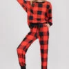 Cozy Plaid Printed Christmas Loungewear Set