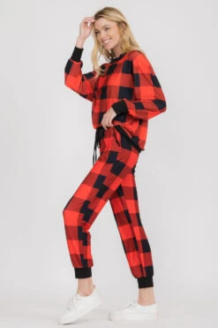 Cozy Plaid Printed Christmas Loungewear Set -Selected Women's Clothing Store TPPT013 2105225