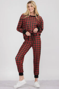 Christmas Holiday Knit Printed Loungewear Set -Selected Women's Clothing Store TPPT014 827JG014