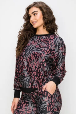 Zebra Meets Cheetah Long Sleeve Top -Selected Women's Clothing Store TPPT0163