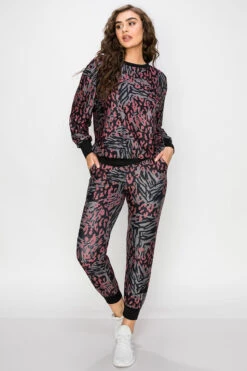 Zebra Meets Cheetah Loungewear Set -Selected Women's Clothing Store TPPT016 827JG0161