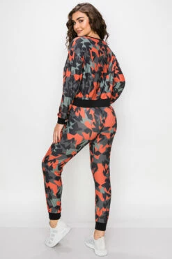 Complex Geo Print Long Sleeve Jogger Set -Selected Women's Clothing Store TPPT018 827JG0085