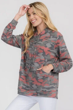 Camouflage Ops Washed Pocket Hoodie -Selected Women's Clothing Store TPPT0202