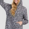 Relaxed Snow Leopard Pocket Hoodie