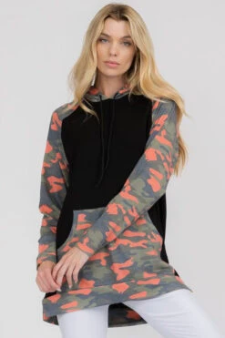 Reignite Camo Long Sleeve Pocket Hoodie -Selected Women's Clothing Store TPPT0252