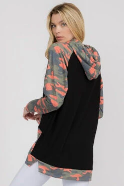 Reignite Camo Long Sleeve Pocket Hoodie -Selected Women's Clothing Store TPPT0254