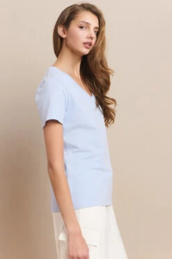 Essential V-Neck Cotton T-Shirt -Selected Women's Clothing Store TSH005 LBU 2 l