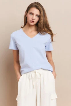 Essential V-Neck Cotton T-Shirt -Selected Women's Clothing Store TSH005 LBU l