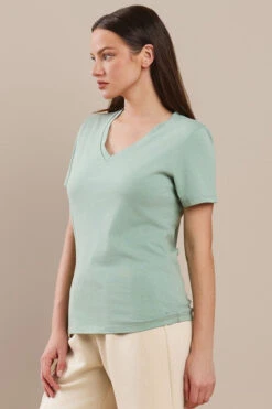 Essential V-Neck Cotton T-Shirt -Selected Women's Clothing Store TSH005 SAG 2 l