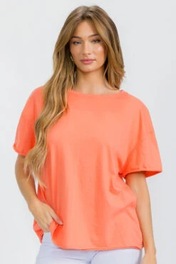 Women’s Rebel Raw Edge Oversized Tee -Selected Women's Clothing Store TSH018 COR 825JN251 WHT 1 I