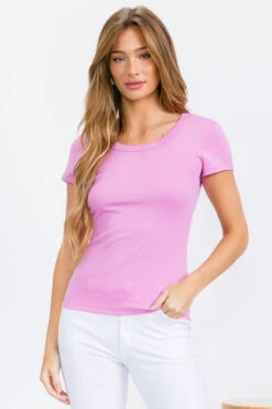 Women’s Cotton Rib Short Sleeve Tee -Selected Women's Clothing Store TSH032 LIL 817JN285 WHT.jpg 2 I