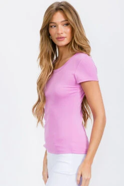 Women’s Cotton Rib Short Sleeve Tee -Selected Women's Clothing Store TSH032 LIL 817JN285 WHT.jpg 5 I