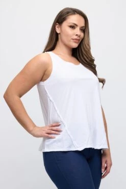 Plus Size Women’s Rebel Raw Edge Tank Top -Selected Women's Clothing Store TSH038P WHT 5