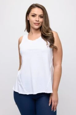 Plus Size Women’s Rebel Raw Edge Tank Top -Selected Women's Clothing Store TSH038P WHT 7