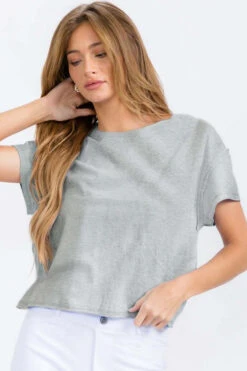 Women’s Rebel Raw Edge Oversized Short Tee -Selected Women's Clothing Store TSH039 HGR l