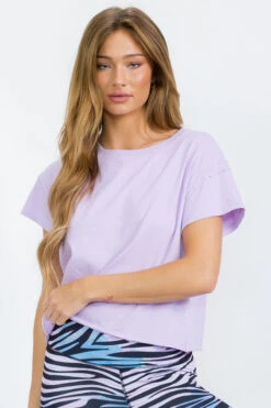 Women’s Rebel Raw Edge Oversized Short Tee -Selected Women's Clothing Store TSH039 LAV ACT827PT073 43 I