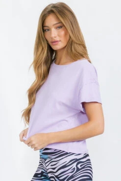 Women’s Rebel Raw Edge Oversized Short Tee -Selected Women's Clothing Store TSH039 LAV ACT827PT073 47 I