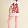 "All You Need Is Love" Graphic 100% Cotton Tee -Selected Women's Clothing Store TSHW017 WHT 1
