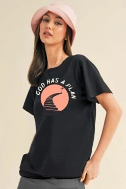 Women's Faith Plan Pure Cotton Tee -Selected Women's Clothing Store TSHW020U BLK