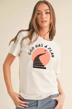 Plus Size Women's Faith Plan Cotton Tee -Selected Women's Clothing Store TSHW020U WHT 1
