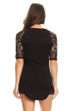 Touch Of Lace Short Sleeve Tunic Top -Selected Women's Clothing Store TU010 BLK 5 24a39480 5f79 4a81 9a83 a911e005ee9b