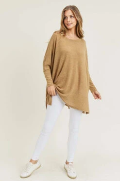 Oversized Dolman Sleeve Tunic Top -Selected Women's Clothing Store TU061 CAM 8 l