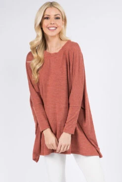Oversized Dolman Sleeve Tunic Top -Selected Women's Clothing Store TU061 COP l