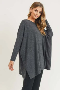Oversized Dolman Sleeve Tunic Top -Selected Women's Clothing Store TU061 HCH 3 l