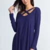 Criss Cross Strappy Neck Tunic Top -Selected Women's Clothing Store TU122 NAV