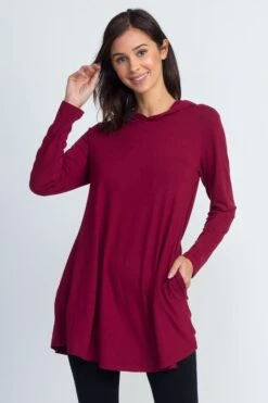 Basic Long Sleeve Hoodie With Rounded Hem