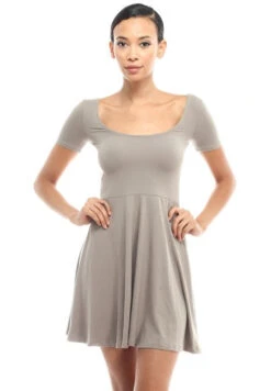 Oh Baby! Short Sleeve Babydoll Dress -Selected Women's Clothing Store Taupe