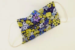 Blue Floral Design Cotton Mask With Nose Wire Filter Pocket