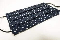 Navy Polkadot Cotton Mask With Nose Wire Filter Pocket