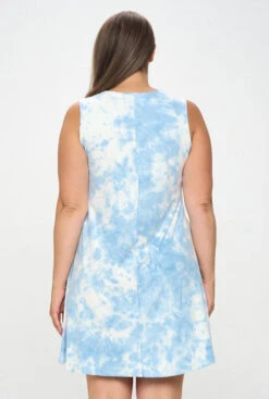 Plus Women's Sleeveless Tie-Dye Dress -Selected Women's Clothing Store YT 004