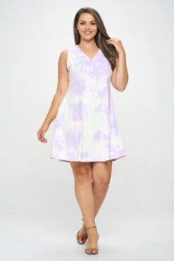 Plus Women's Sleeveless Tie-Dye Dress -Selected Women's Clothing Store YT 006