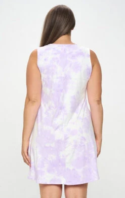 Plus Women's Sleeveless Tie-Dye Dress -Selected Women's Clothing Store YT 009
