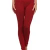 French Terry Lined Compression Control Top Leggings -Selected Women's Clothing Store sml548sd002 red