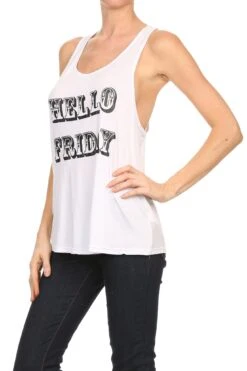 Hello Friday Tank Top -Selected Women's Clothing Store tp1504 wht 2