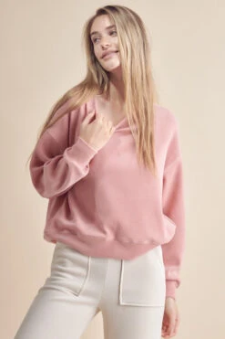 Women's Relaxed Ribbed Corduroy Long Sleeve Top -Selected Women's Clothing Store tp2403 dsr l